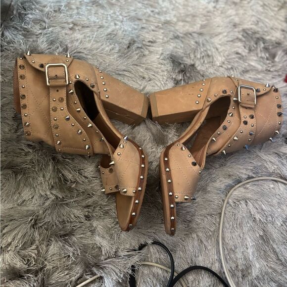 LAURENCE DACADE Deric Studded heels open toe Block Sandals dress spike shoes - Picture 2 of 12